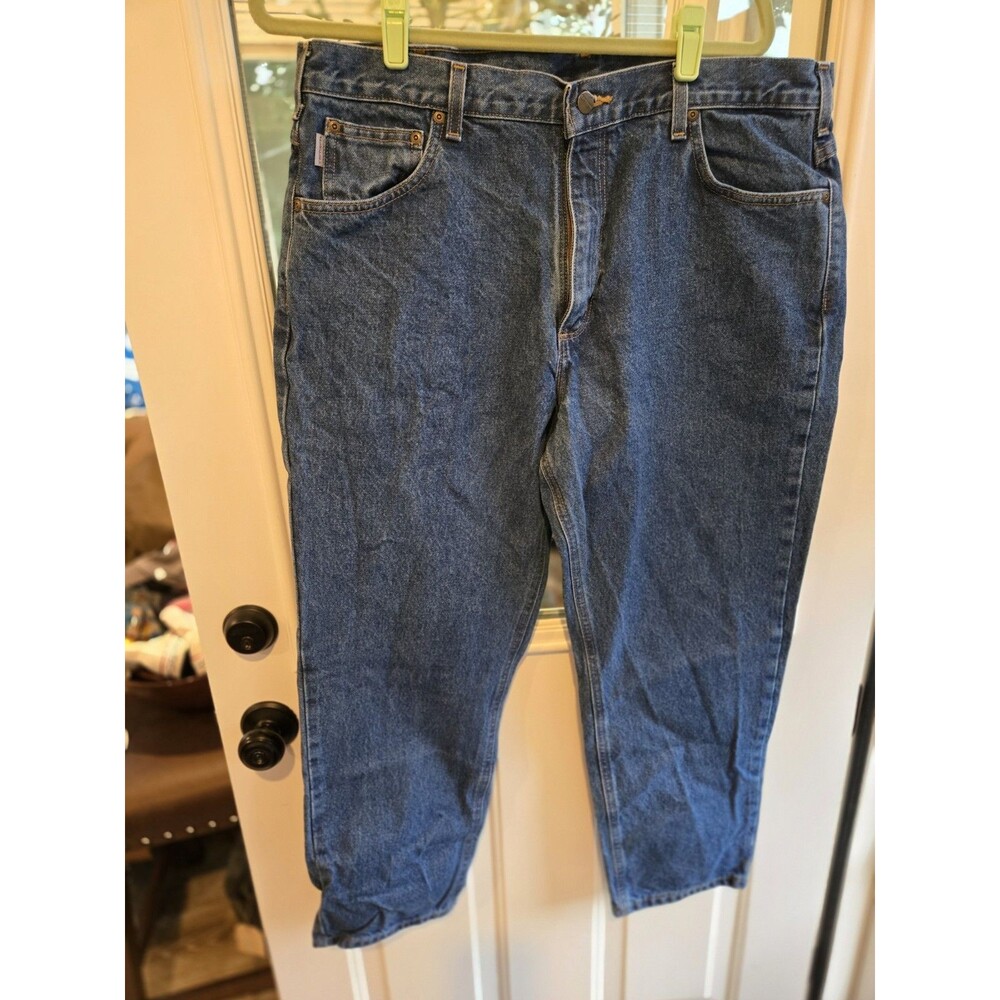 Carhartt Dark Wash Heavy Denim Men's 38x32 Relaxed Fit Jeans